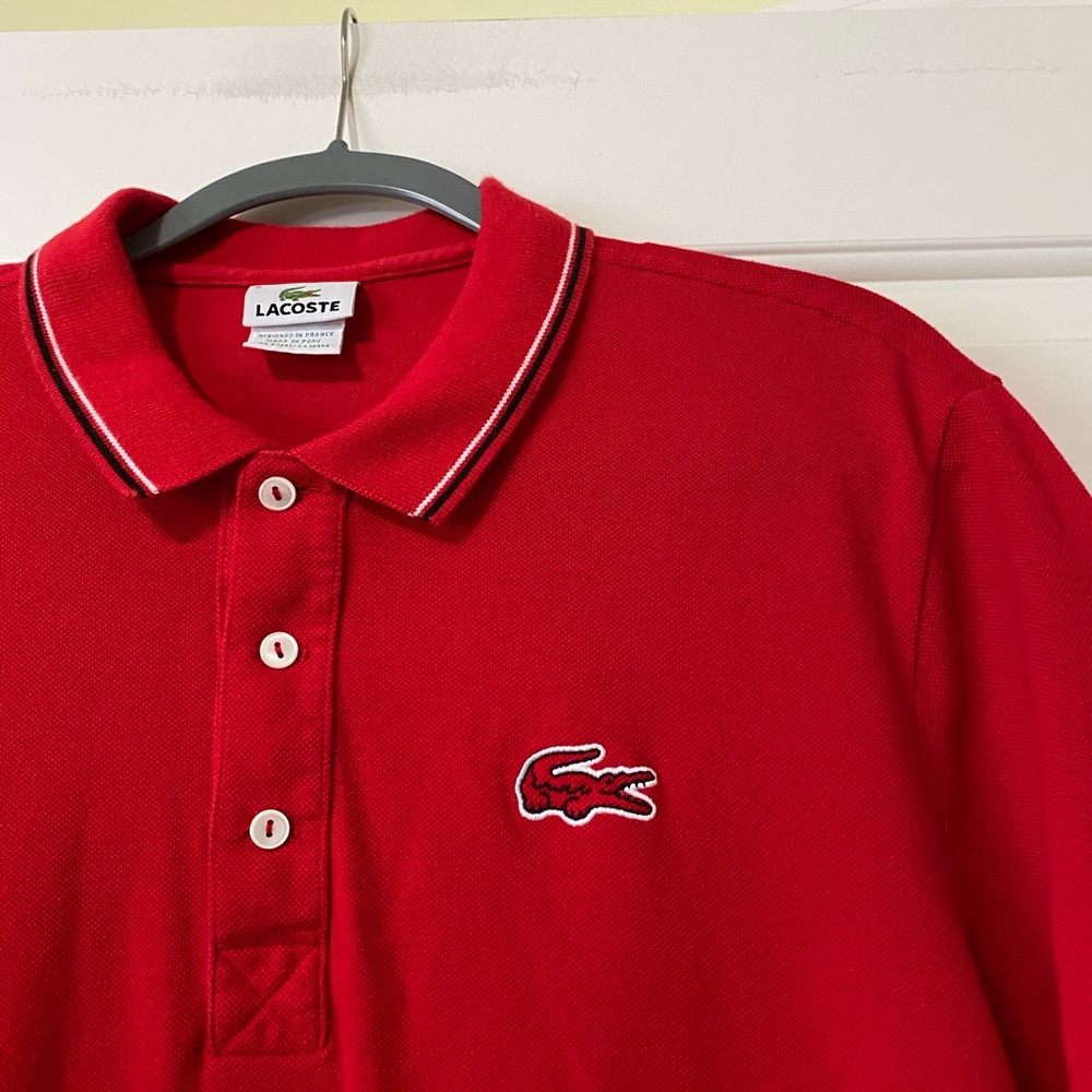 Lacoste hot red designer polo 6 XL